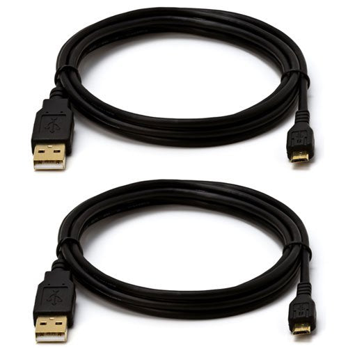 Cmple - USB 2.0 A Male/Micro B 5 PIN, 3 Feet, Black, Gold Plated (Pack of 2)