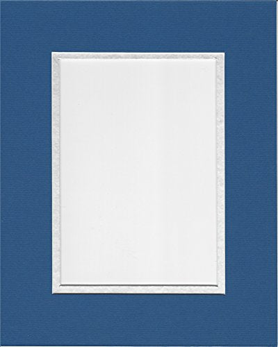 24x36 Royal Blue and Silver Double Picture Mats with White Core, for 20x30 Pictures