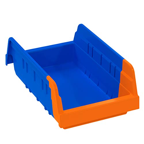 Akro-Mils 36462 Indicator Inventory Control Double Hopper Plastic Kanban Shelf Bin, 11-5/8-Inch x 6-3/4-Inch x 4-Inch, Blue/Orange, (12-Pack)