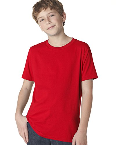 Next Level Big Boys' Comfort Fashion Rib Jersey Crew T-Shirt, Red, X-Small
