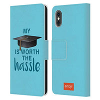Head Case Designs Officially Licensed Emoji Tassel Graduation Leather Book Wallet Case Cover Compatible with Apple iPhone X/iPhone Xs