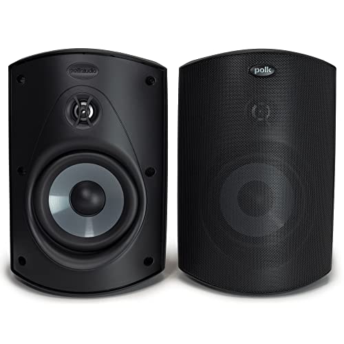 Polk Audio Atrium 6 Outdoor Speakers with Bass Reflex Enclosure (Pair, Black) - All-Weather Durability | Broad Sound Coverage | Speed-Lock Mounting System