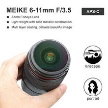 Load image into Gallery viewer, MEKE 6-11mm F3.5 Wide Angle APS-C Manual Focus Fisheye Zoom Lens Compatible with Fijifilm X-Mount Mirrorless Camera X-T3 X-T100 X-Pro2 X-E3 X-T1 X-T2 X-T10 X-T4 X-T20 X-A2 X-E2 X-E1 X30 X70 XPro1,etc
