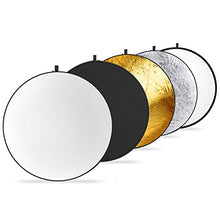 Load image into Gallery viewer, Neewer Round 5-in-1 Collapsible Multi-Disc Light Reflector 15.7 inches / 40 centimeters with Carrying Case - Translucent, Silver, Gold, White and Black for Studio or any Photography Situation
