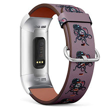 Load image into Gallery viewer, Replacement Leather Strap Printing Wristbands Compatible with Fitbit Charge 3 / Charge 3 SE - Funny Octopus Watching 3D Movie
