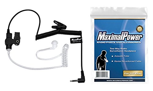 MaximalPower RHF 617-1N 3.5mm RECEIVER/LISTEN ONLY Surveillance Headset Earpiece with Clear Acoustic Coil Tube Earbud Audio Kit For Two-Way Radios, Transceivers and Radio Speaker Mics Jacks