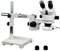 OMAX 7X-45X Zoom Binocular Single-Bar Boom Stand Stereo Microscope with 144 LED Ring Light