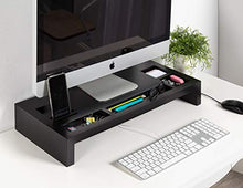 Load image into Gallery viewer, Kate and Laurel Briggs Wood Monitor Riser Desk Organizer, Black
