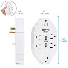 Load image into Gallery viewer, Bestten Usb Wall Outlet Surge Protector With 2.4 A Dual Usb Charging Ports And 6 Grounded Outlets, 15
