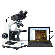 Load image into Gallery viewer, OMAX 40X-2000X Digital Darkfield Binocular Compound Microscope with Built-in 3.0MP USB Camera and Extra Bright Oil Darkfield Condenser and 100 Pieces Glass Slides and Covers
