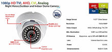Load image into Gallery viewer, Evertech 1080P HD 2.4MP Dome Indoor Outdoor Surveillance Camera with IR LED Night Vision AHD TVI CVI and Traditional Analog
