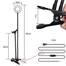 Load image into Gallery viewer, Ring Light with Cell Phone Holder Stand for Live Stream Makeup Led Camera Lighting 3-Light Mode/10-Level Brightness with Flexible Arms Compatible with Most Smartphones
