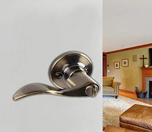 Load image into Gallery viewer, Keyed Door Knob Lever with Lock and Key, Ohuhu Wave Lever Entry Door Handle Knob Lock with Key Leverset Lockset
