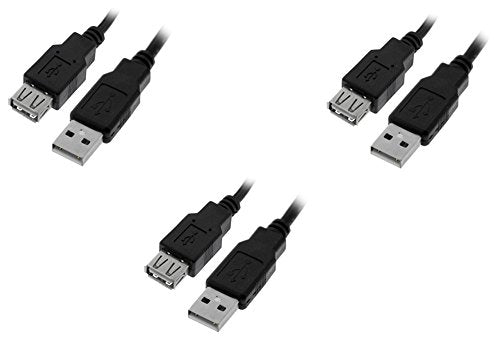 C&E 3 Pack USB 2.0 Extension Cable, Black, A Male to A Female 3 Feet CNE460364