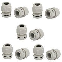 Aexit M25x1.5mm 6mm Transmission Dia Adjustable 2 Holes Nylon Cable Gland Joint Gray 10pcs