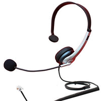 4Call K163CM Mono Call Center Telephone RJ Headset with Noise Canceling Microphone for Plantronics M10 M22 Vista Adapter and AT&T CallMaster V VI & Cisco Unified Office IP Phones 7931G 7975