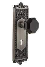 Load image into Gallery viewer, Nostalgic Warehouse 722828 Egg &amp; Dart Plate with Keyhole Single Dummy Waldorf Black Door Knob in Antique Pewter
