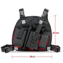 Load image into Gallery viewer, abcGoodefg Universal Radio Chest Harness Pack Front Pocket Pouch Bag Holster EMS Vest Rig with Reflective Stripe for Two Way Radio Walkie Talkie Black (Rescue Essentials)
