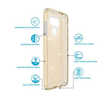 Load image into Gallery viewer, Speck Products Presidio Cell Phone Case for LG G6 - Clear + Gold Glitter
