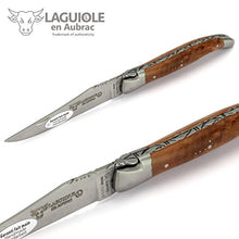 Load image into Gallery viewer, Laguiole en Aubrac handmade knife 12 cm L0212WIHF peppermint root handle, chiselled platines, blade and bolsters stainless steel
