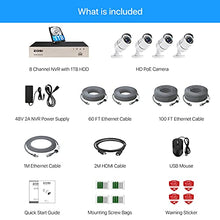 Load image into Gallery viewer, ZOSI PoE Home Security Camera System,5MP H.265 8Channel NVR with 1TB Hard Drive,4pcs Wired 1080p PoE IP Cameras Indoor Outdoor,120ft Night Vision,Motion Detection,Remote Access for 24/7 Recording
