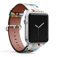 Load image into Gallery viewer, S-Type iWatch Leather Strap Printing Wristbands for Apple Watch 4/3/2/1 Sport Series (42mm) - Floral Pattern with Rose and Hummingbird
