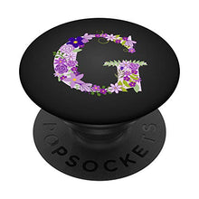 Load image into Gallery viewer, Floral Letter G Monogram Indigo Orchid Flowers PopSockets PopGrip: Swappable Grip for Phones &amp; Tablets
