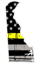 Load image into Gallery viewer, CustomDecal US Delaware State (E10) Thin Yellow Line Dispatch Vinyl Decal Sticker Car/Truck Laptop/Netbook Window
