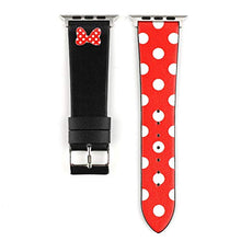 Load image into Gallery viewer, Lovely Style Watch Band Strap Cute Dressy Leather Wristband Bracelet Compatible with 41mm 40mm 38mm Apple Watch Series 7/6/5/4/3/2/1/SE (Red/Black)
