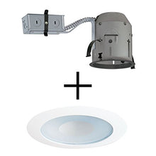 Load image into Gallery viewer, Juno Lighting TC1R &amp; 12W-WH Combo 4-Inch TC rated Remodel Recessed Housing with Perimeter Frosted Glass Lens, White Trim Ring Trim (Shower)
