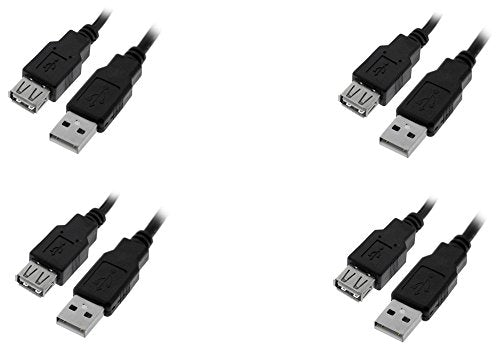 C&E 4 Pack USB 2.0 Extension Cable, Black, A Male to A Female 6 Feet CNE460432