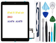 Load image into Gallery viewer, T Phael Black Digitizer Repair Kit for iPad 5 A1474 A1475 A1476,iPad5 iPad Air 1st Touch Screen Digitizer Replacement Assembly -Inc Home Button +Camera Holder+ Pre-Installed Adhesive +Tools Kit
