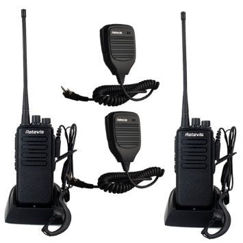 Retevis RT1 10W UHF Rechargeable Two-Way Radio 70CM 16CH VOX Scrambler Handheld Transceiver with Earpiece and Speaker Mic (2 Pack)