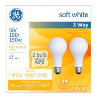 G E Lighting 97763 3-Way Light Bulbs, Frosted Soft White, 50/100/150-Watt, 2-Pk. - Quantity 66