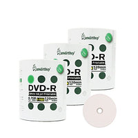 Smartbuy 4.7gb/120min 16x DVD-R White Inkjet Hub Printable Blank Media Recordable Disc (300-Disc)