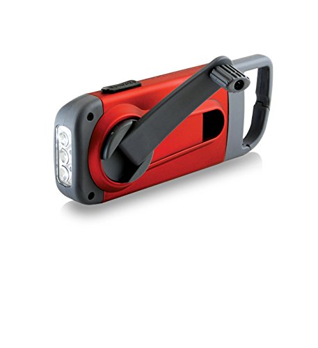 American Red Cross Clipray Crank-Powered, Clip-On Flashlight & Smartphone Charger, Red