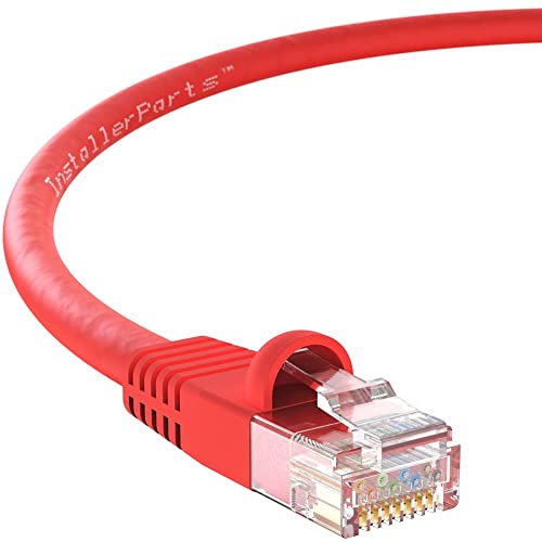 InstallerParts Ethernet Cable CAT6 Cable UTP Booted 30 FT - Red - Professional Series - 10Gigabit/Sec Network/High Speed Internet Cable, 550MHZ