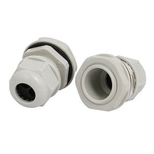 Load image into Gallery viewer, Aexit M25x1.5mm 3mm-6mm Transmission Adjustable 2 Holes Nylon Cable Gland Joint Gray 10pcs
