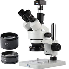 Load image into Gallery viewer, KOPPACE 5MP,USB 2.0 Microscope Camera,Trinocular Stereo Zoom Microscope,WF10X/20 Eyepieces,3.5X-90X Magnification,144 LED Ring Light
