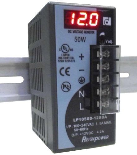 REIGNPOWER LP1050D-12SDA 50W 12VDC 4A Din Rail Power Supply Voltage Monitor Display