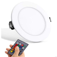 Load image into Gallery viewer, Ultra-thin LED Panel Light Round Concealed Recessed Ceiling Lamp Downlight, Color Changing RGB with Remote Control AC 85-265V (10W)
