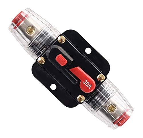 ANJOSHI Fuse Holders 30amp Inline Circuit Breaker for Car Audio and Amps Overload Protection Reset Fuse Inverter 12V-24V DC Replace Fuses