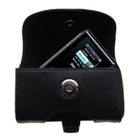 Gomadic Designer Black Leather Philips GoGear HDD1635 Belt Carrying Case  Includes Optional Belt Loop and Removable Clip