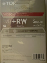 Load image into Gallery viewer, TDK Video 4X DVD+RW 6 Hours 1PK W/ Movie Box Case

