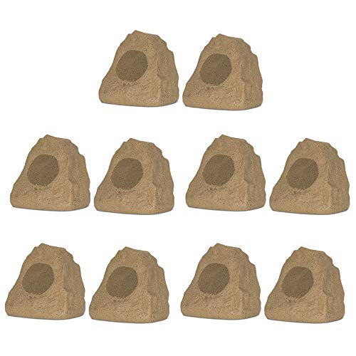 Theater Solutions 10R4S Outdoor Sandstone Rock 10 Speaker Set for Yard Patio Pool Spa