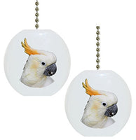 Set of 2 Cockatoo Parrot Solid Ceramic Fan Pulls