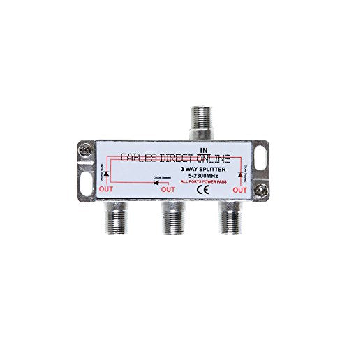 3 Way Bi-Directional 5-2300 MHz Coaxial Antenna Splitter for RG6 RG59 Coax Cable Satellite HDTV (3 Ports)