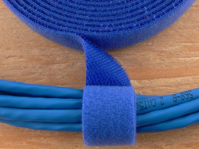 3/4 Inch Continuous Blue Hook and Loop Wrap - 5 Yards