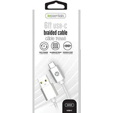 Load image into Gallery viewer, iEssentials IEN-BC6C-WT Charge &amp; Sync Braided USB-C to USB-A Cable, 6ft (White)
