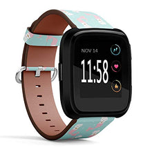 Load image into Gallery viewer, Replacement Leather Strap Printing Wristbands Compatible with Fitbit Versa - Cute cat Mermaid Pattern on Turquoise Background
